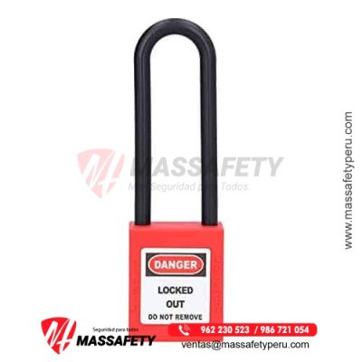 CANDADO DE BLOQUEO ROJO CON ARCO LARGO DE NYLON 3