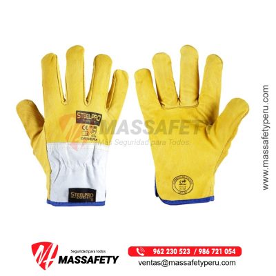 Guante Cuero Driver Amarillo Steelpro