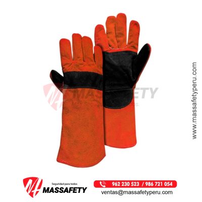 Guante Cuero Soldador Naranja Negro Steelpro