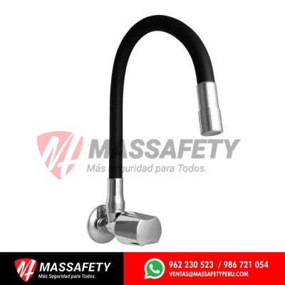 Llave de lavadero Cocina pared pico flex negro Vainsa