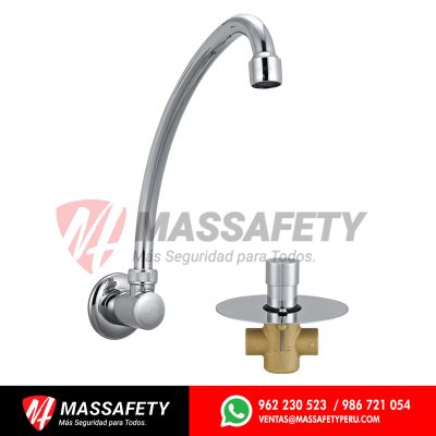 Llave de lavadero pared temporizada pico l de 1/2" a bateria hecho en bronce Vainsa