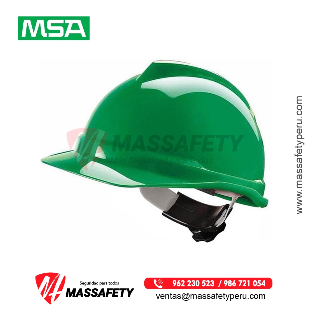 Casco de Seguridad Verde Tipo Jockey V-Gard de la marca MSA