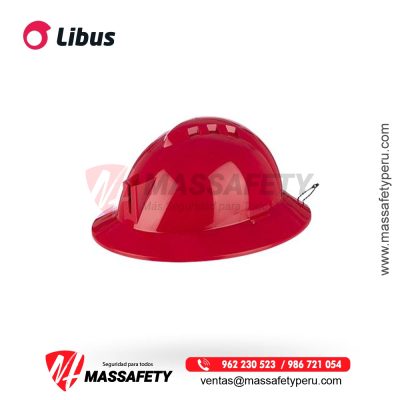 Casco Minero color rojo de la marca Libus
