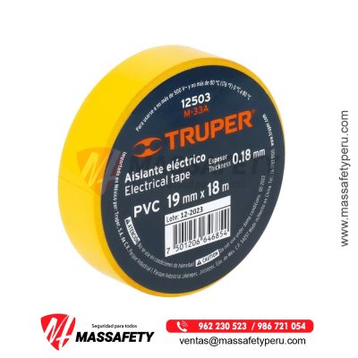 Cinta Aislante Amarillo 18 m x 19 mm Truper 12503