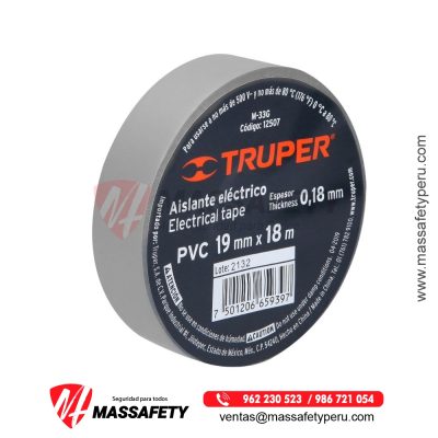 Cinta Aislante Gris 18 m x 19 mm Truper 12507