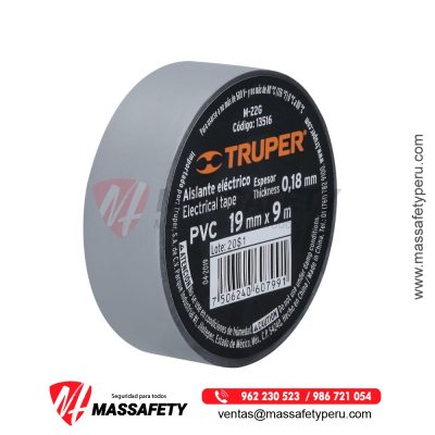 Cinta Aislante Gris 9 m x 19 mm Truper 13516
