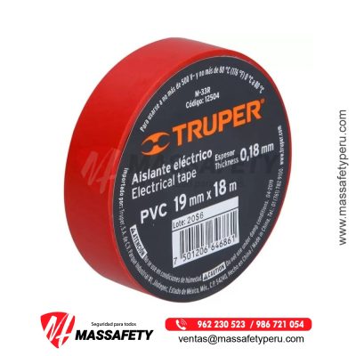 Cinta Aislante Rojo 18 m x 19 mm Truper 12504
