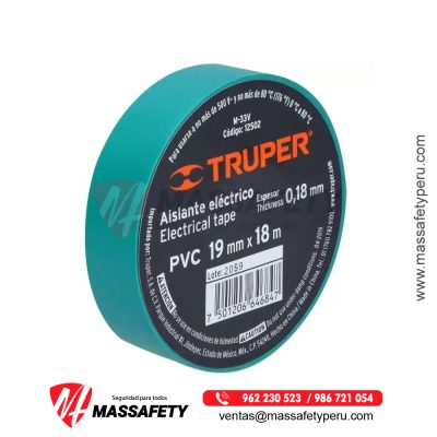 Cinta Aislante Verde 18 m x 19 mm Truper 12502
