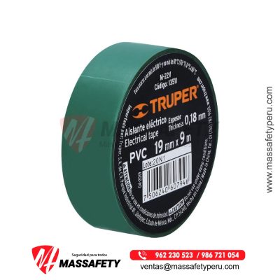 Cinta Aislante Verde 9 m x 19 mm Truper 13511