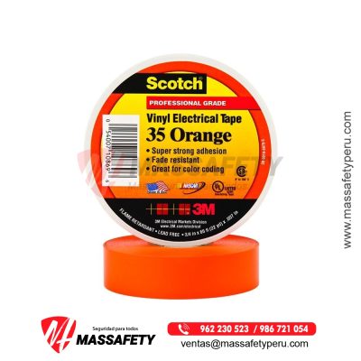 Cinta Eléctrica de Vinilo 3M Scotch 35, Orange