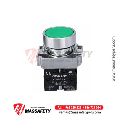 Pulsador Verde de Emergencia OP-P2A31 Opalux