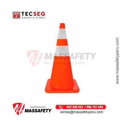 Cono de Tránsito Tecseg pvc Naranja 36" 2 Cintas