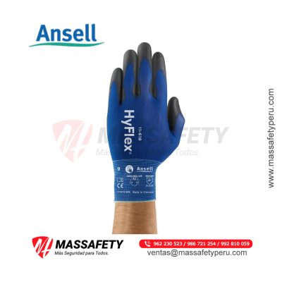 Guante Hiflex Nylon Azul Palma Negra 11-618 ANSELL