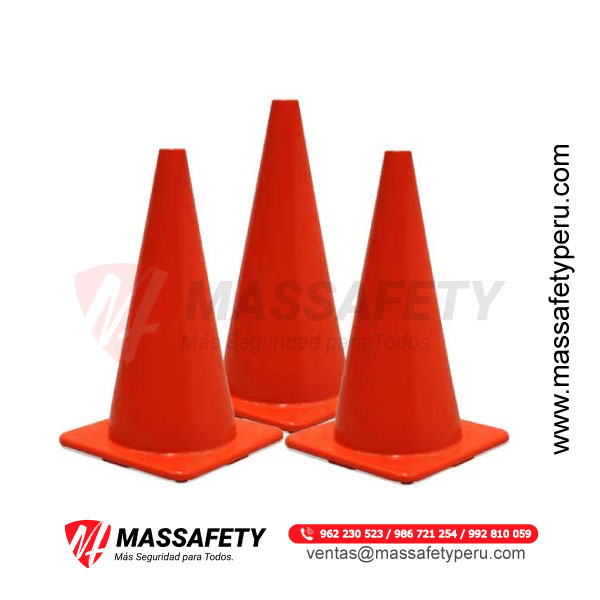 CONO DE SEGURIDAD DE PVC NARANJA 28″ – 70CM